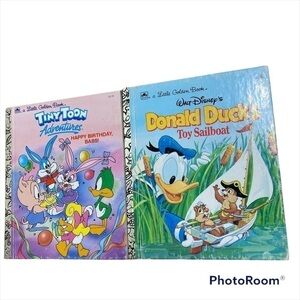 Vintage Golden Book Tiny Toon Adventures Donald Duck Lot Toy Sailboat
